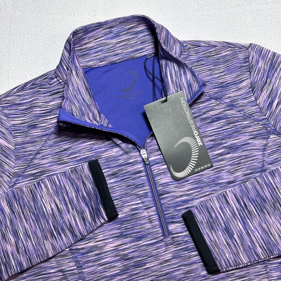 zero restriction Tops - NEW Zero Restriction Shae Performance 1/4 Zip Women Small Space Dye Purple Mock